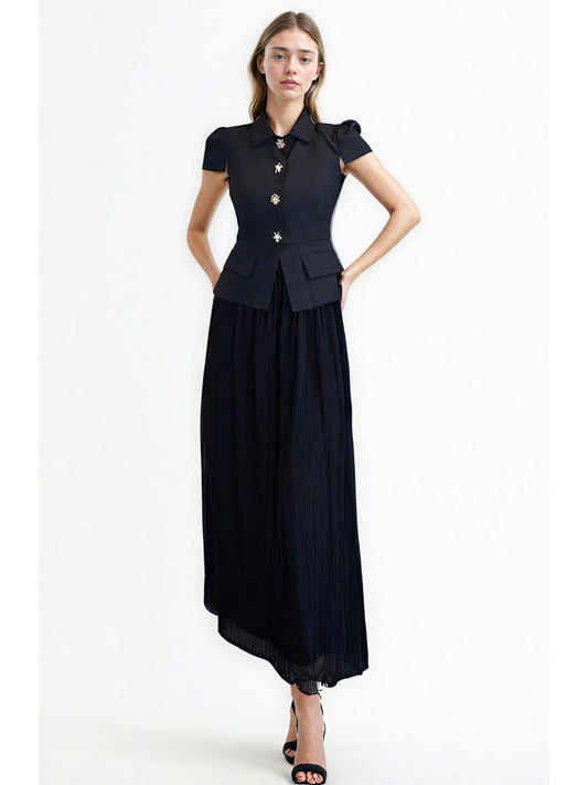 Solid Patchwork Mesh Two Piece Set - SISPELL