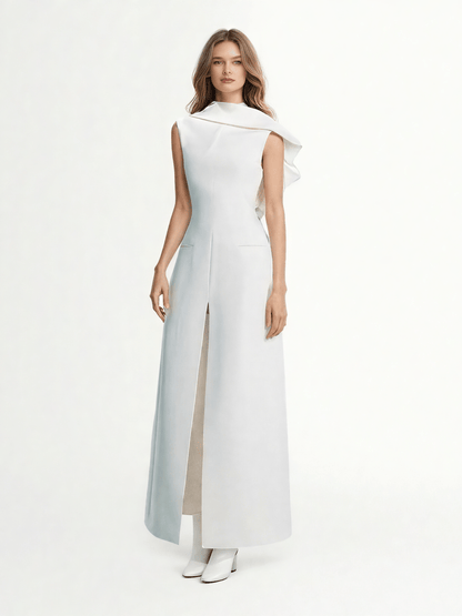 Solid Sleeveless Side Split Long Dress - SISPELL