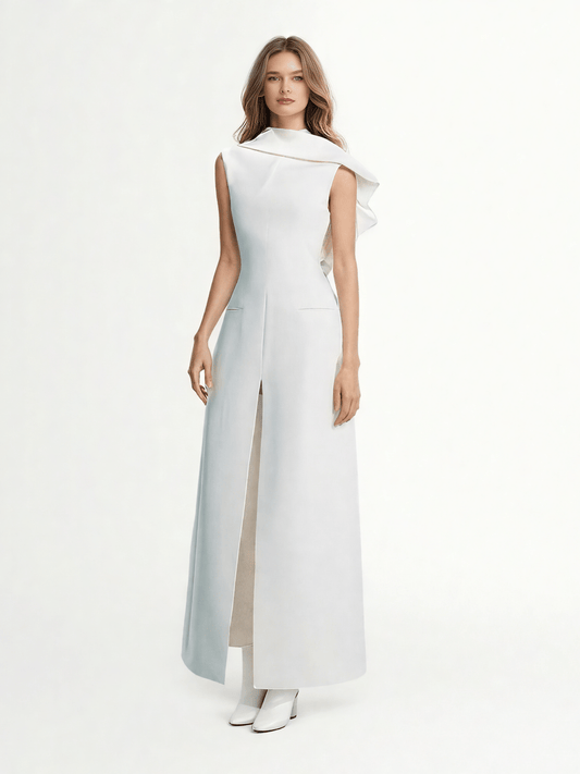 Solid Sleeveless Side Split Long Dress - SISPELL