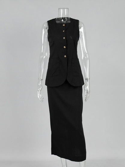 Solid Sleeveless Two Piece Set - SISPELL