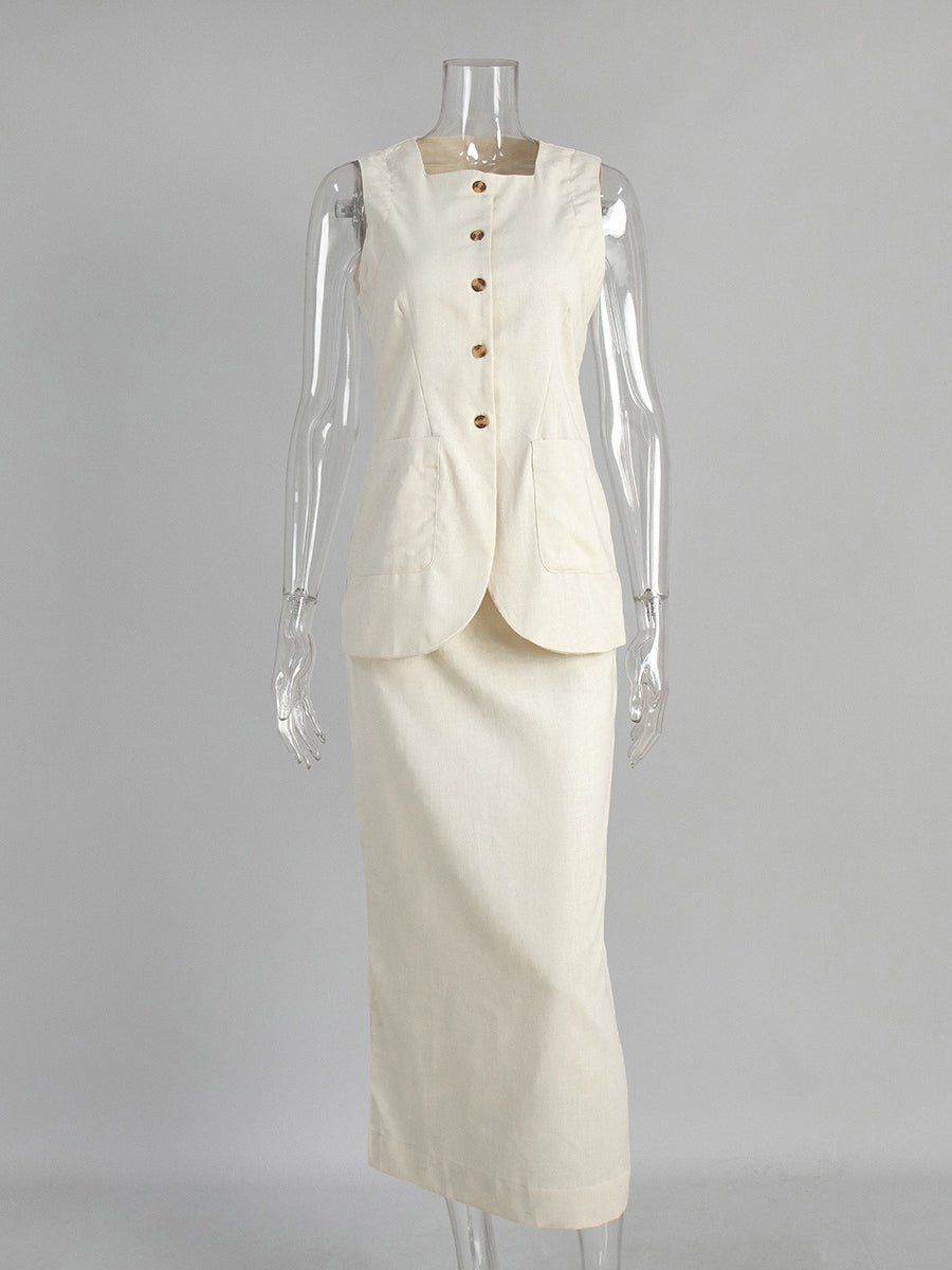 Solid Sleeveless Two Piece Set - SISPELL