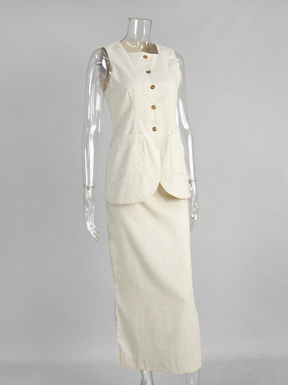 Solid Sleeveless Two Piece Set - SISPELL