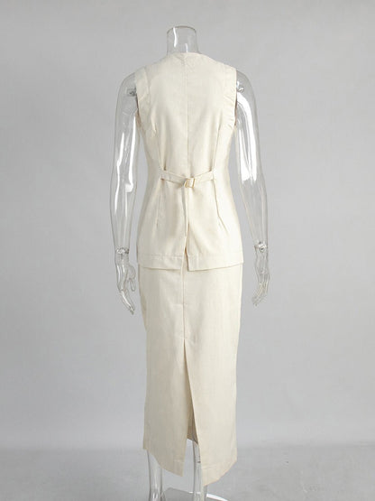 Solid Sleeveless Two Piece Set - SISPELL