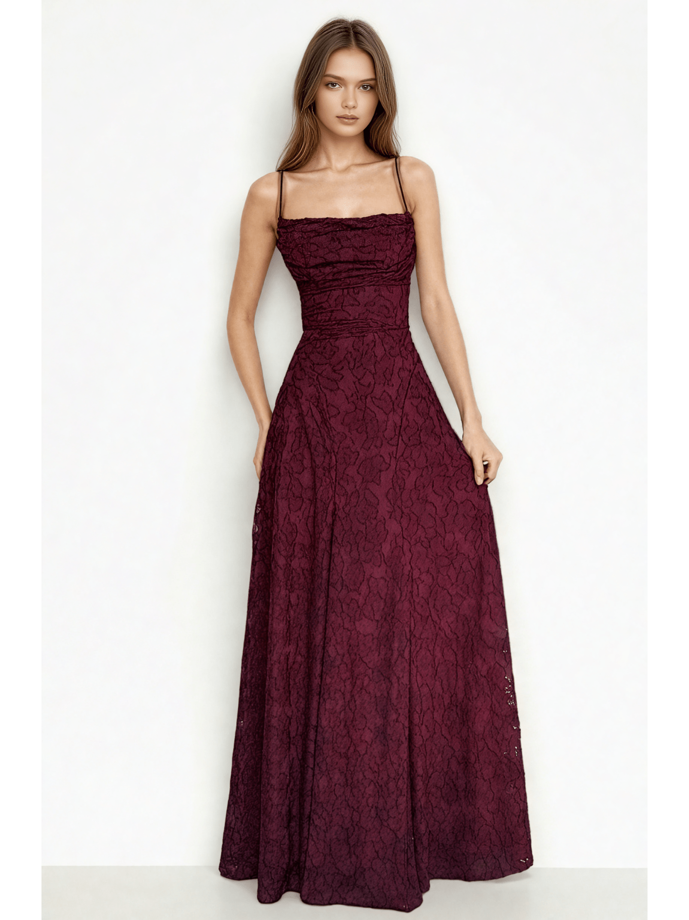 Solid Starp Pleated Long Dress - SISPELL