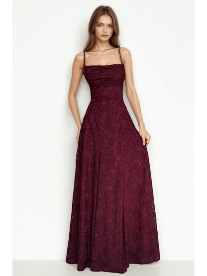 Solid Starp Pleated Long Dress - SISPELL