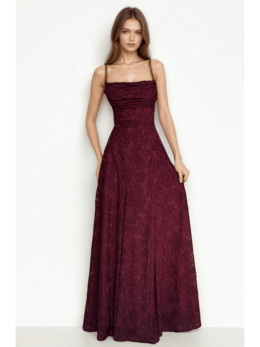 Solid Starp Pleated Long Dress - SISPELL