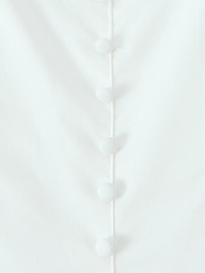 Square Collar Patchwork Bowknot Midi Dress - SISPELL