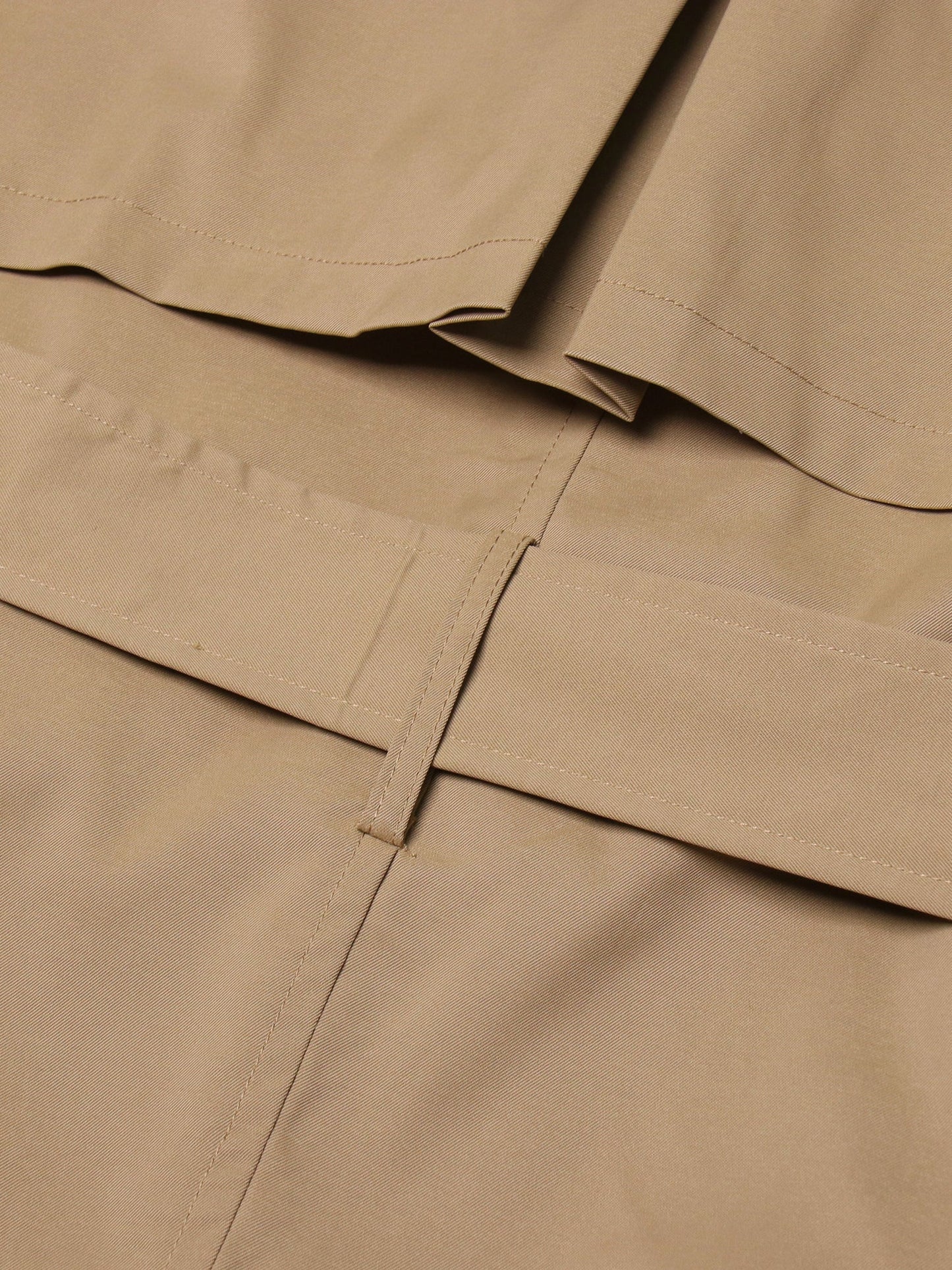 Statement Khaki Ruffled Trench Coat with Belt - SISPELL