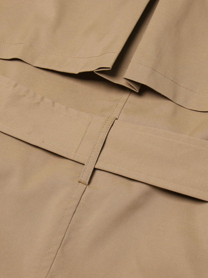 Statement Khaki Ruffled Trench Coat with Belt - SISPELL