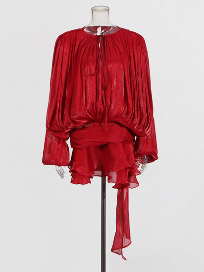 Stunning Red Tie - Neck Wrap Mini Dress - SISPELL