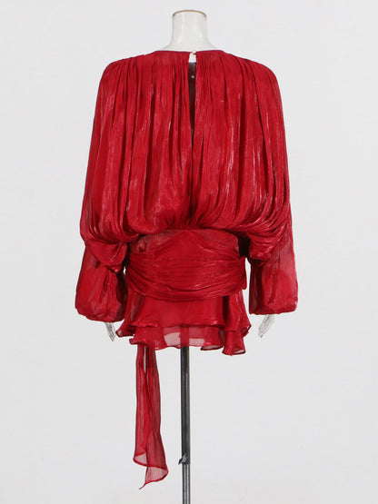 Stunning Red Tie - Neck Wrap Mini Dress - SISPELL