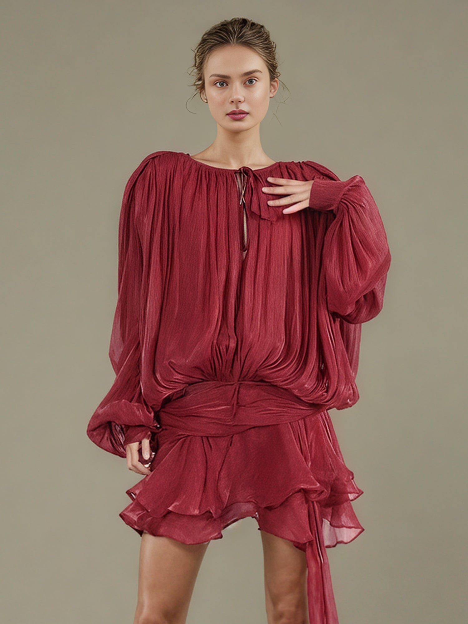 Stunning Red Tie - Neck Wrap Mini Dress - SISPELL