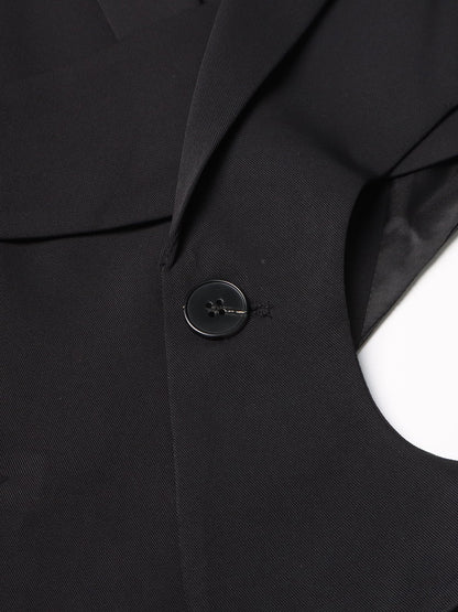 Stylish Black Cut - out Asymmetric Blazer with Belt - SISPELL