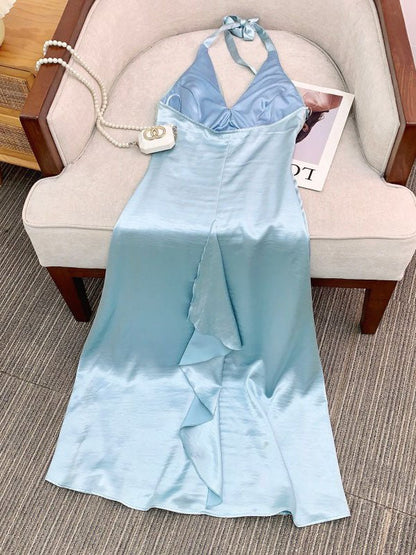 V - neck Sleeveless Elegant Long Dress - SISPELL