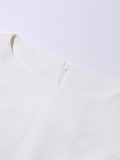 White Floral Appliqué Sleeveless Mini Dress - SISPELL