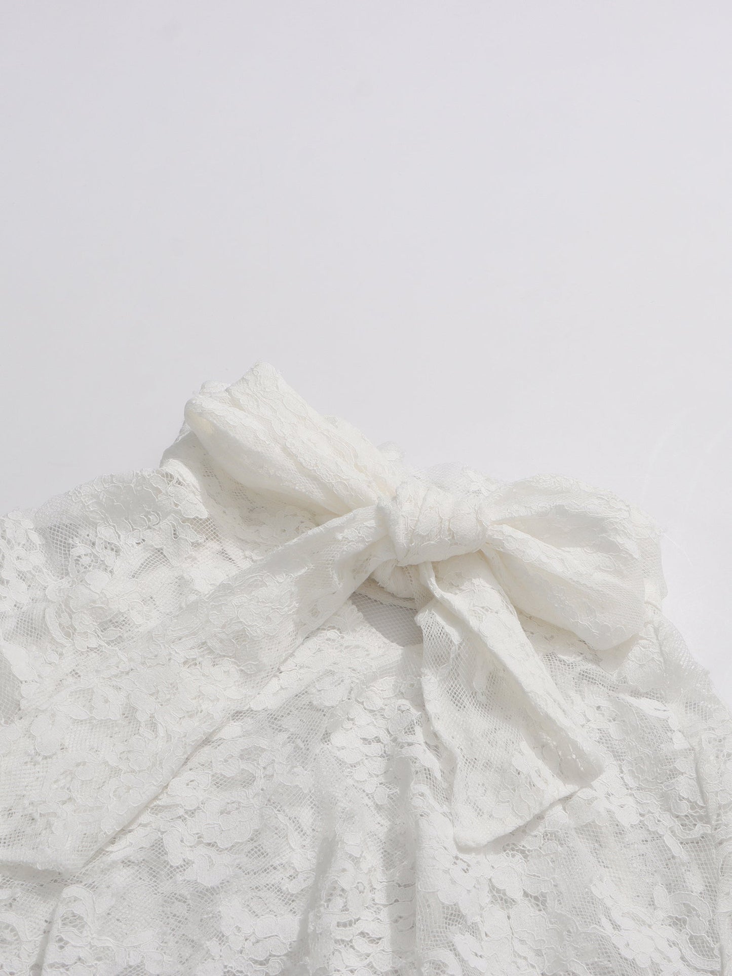 White Lace Bow Blouse & Wide - Leg Pants Two - Piece Set - SISPELL