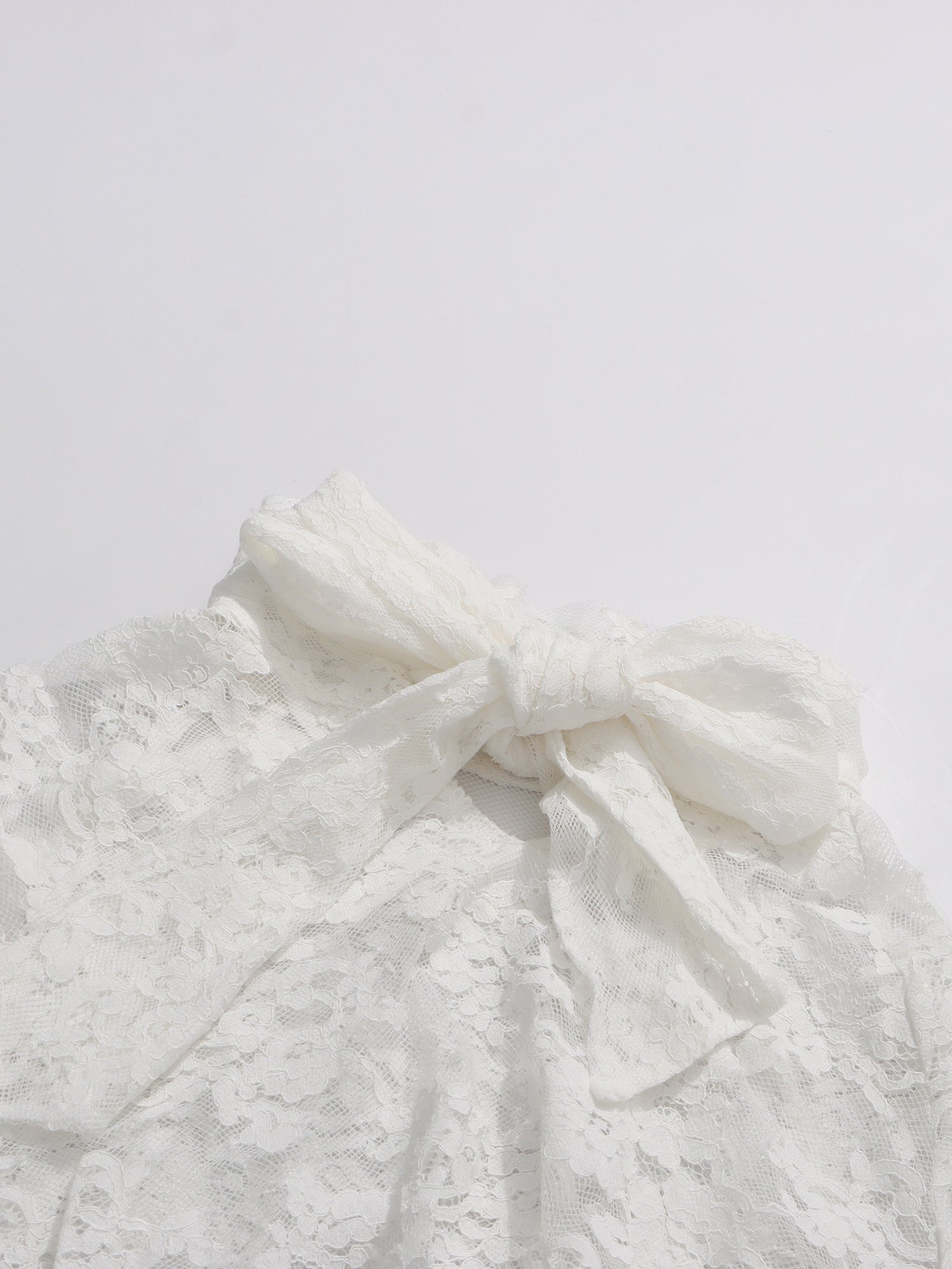 White Lace Bow Blouse & Wide - Leg Pants Two - Piece Set - SISPELL