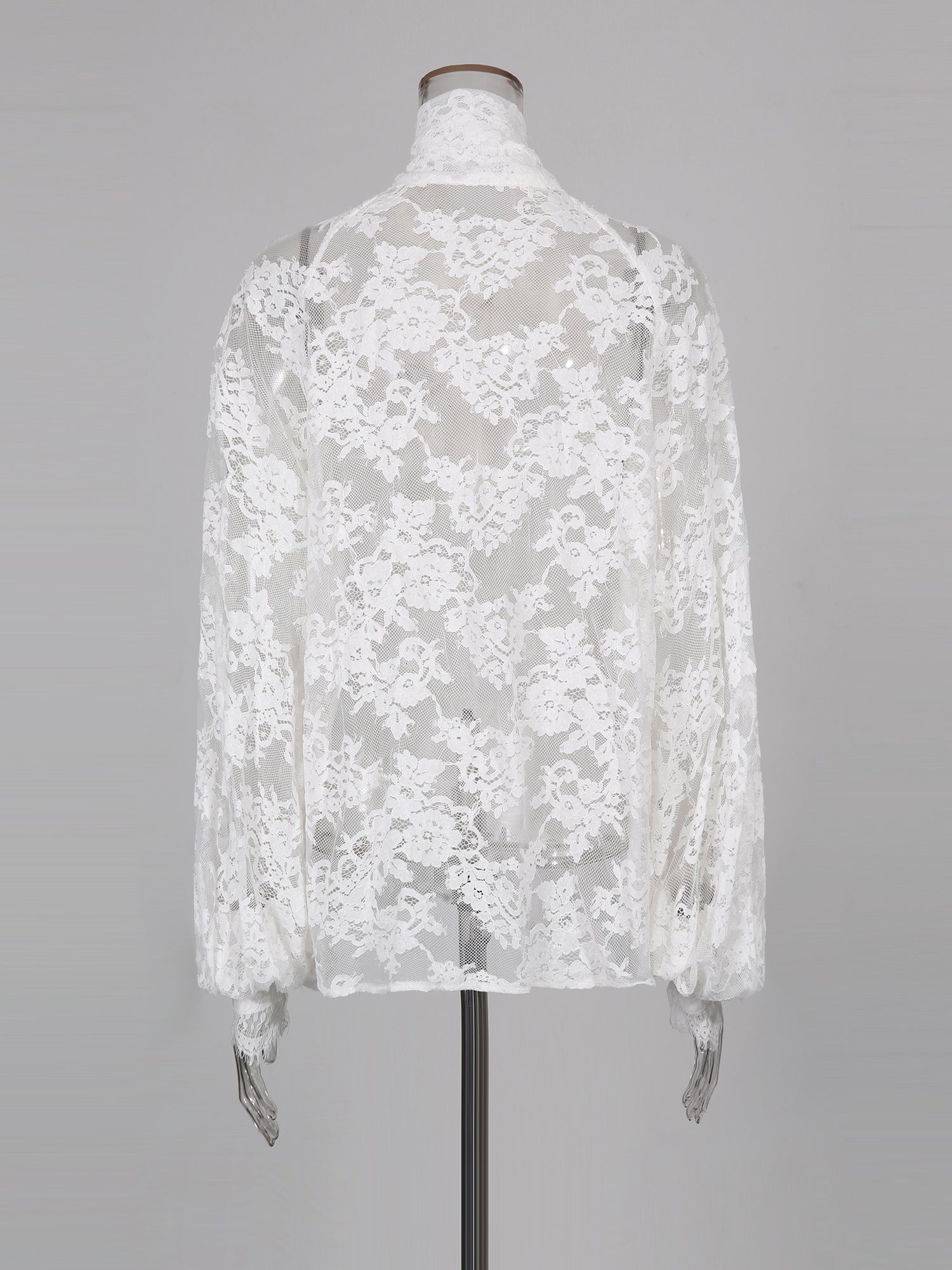 White Lace Bow Blouse & Wide - Leg Pants Two - Piece Set - SISPELL