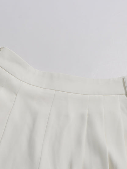 White Lace Bow Blouse & Wide - Leg Pants Two - Piece Set - SISPELL