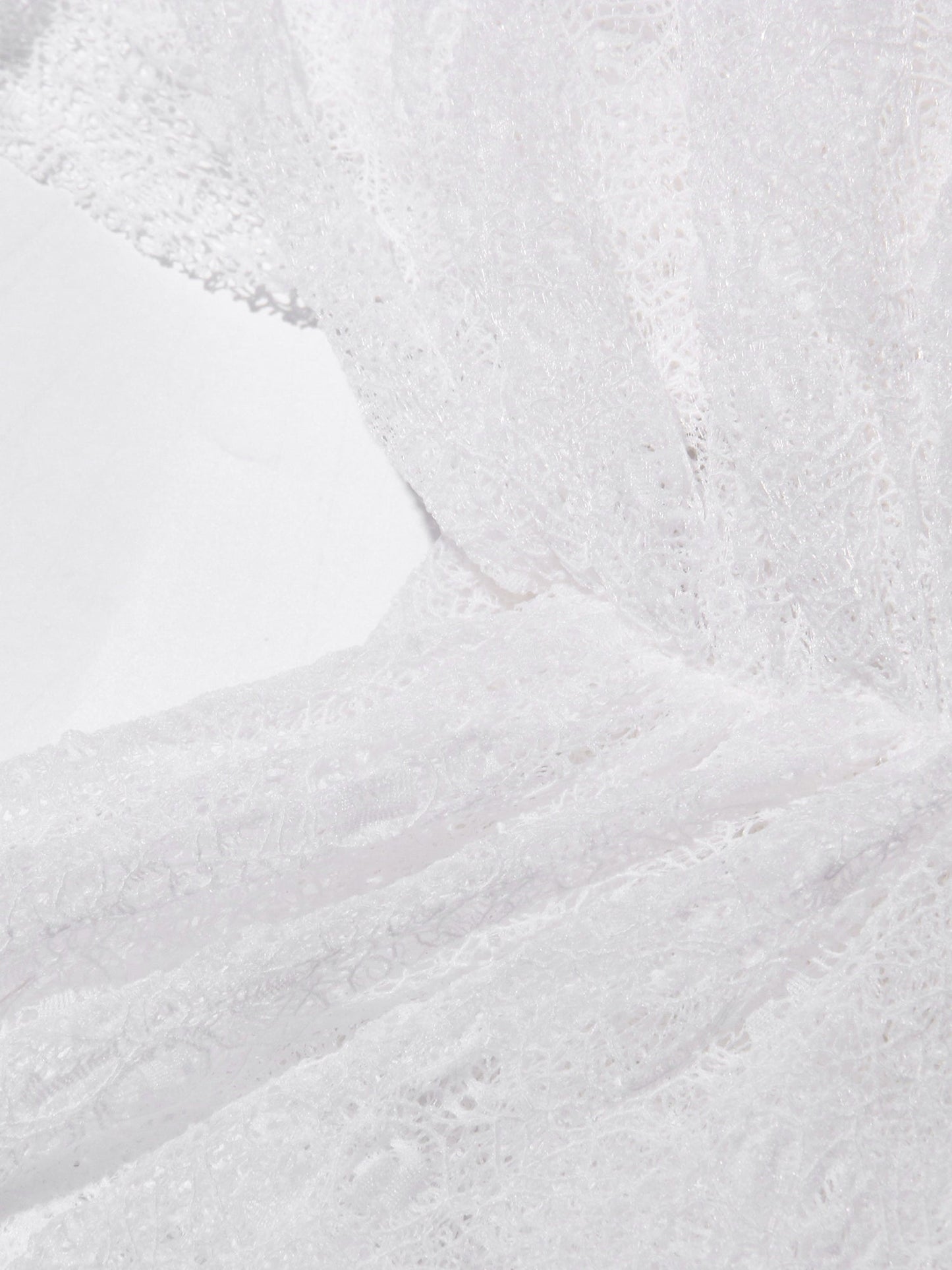 White Lace Ruffled Mini Dress with Puff Sleeves - SISPELL