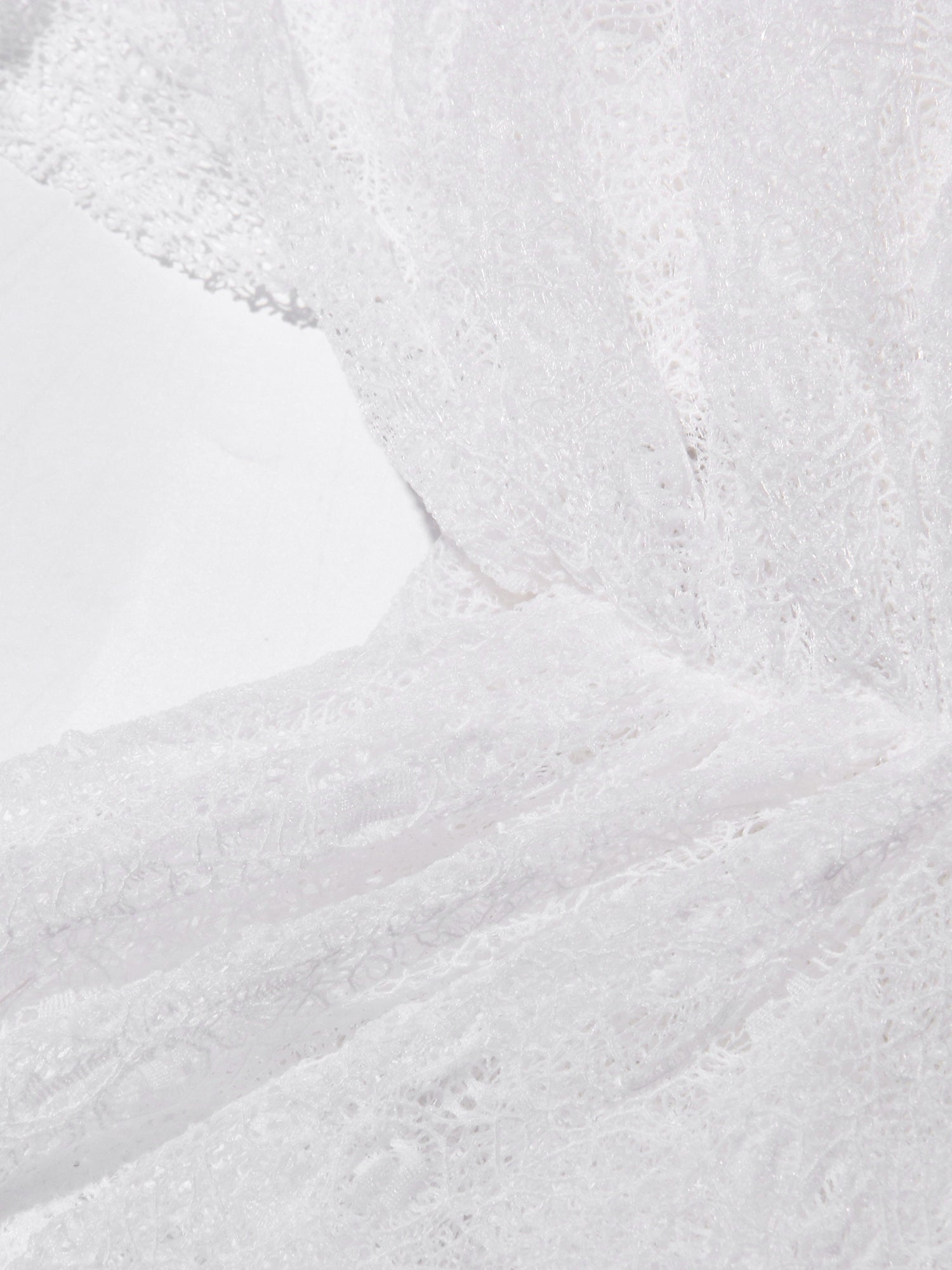 White Lace Ruffled Mini Dress with Puff Sleeves - SISPELL