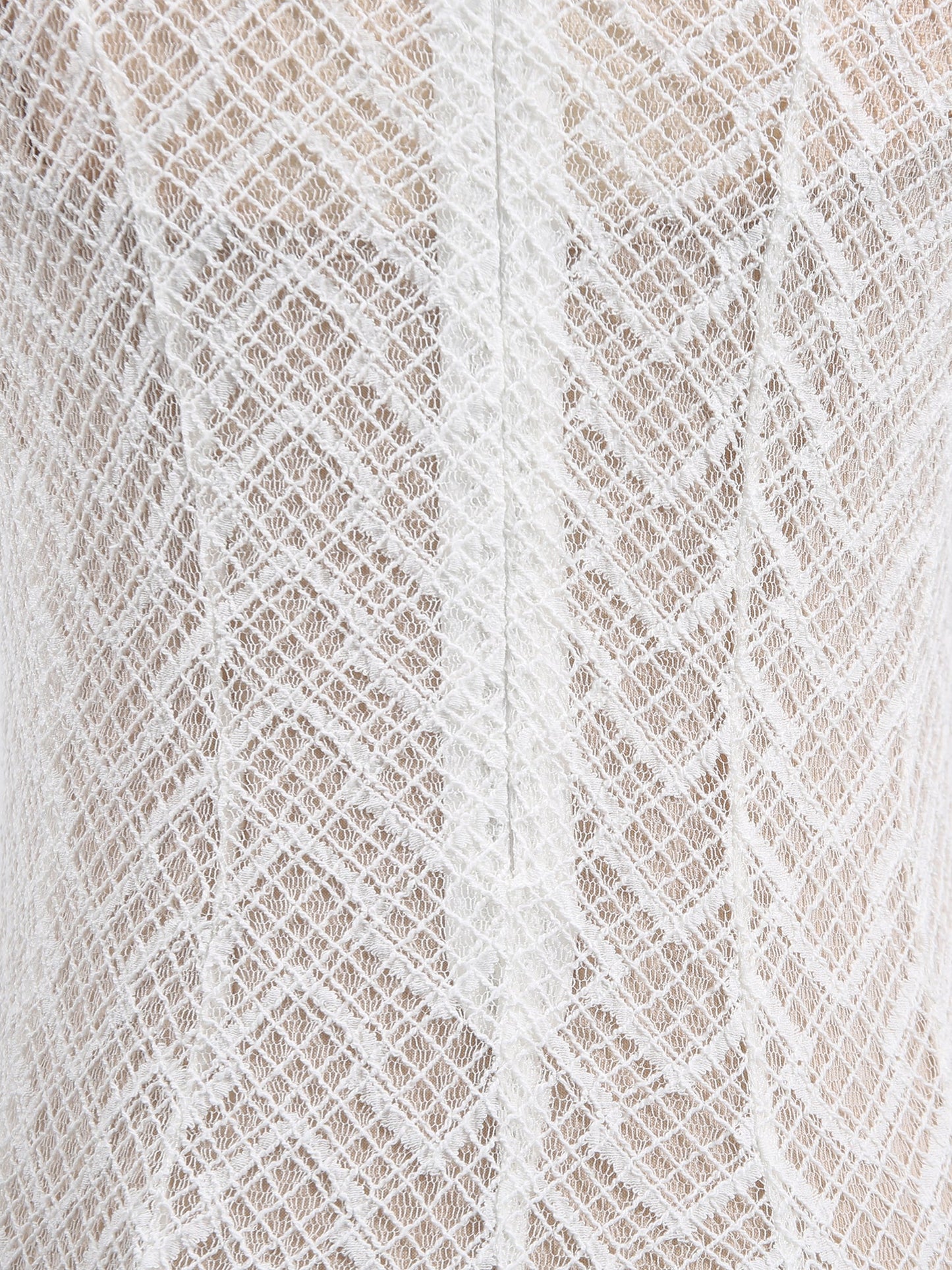 White Lace Sleeveless Maxi Dress with Mock Neck - SISPELL