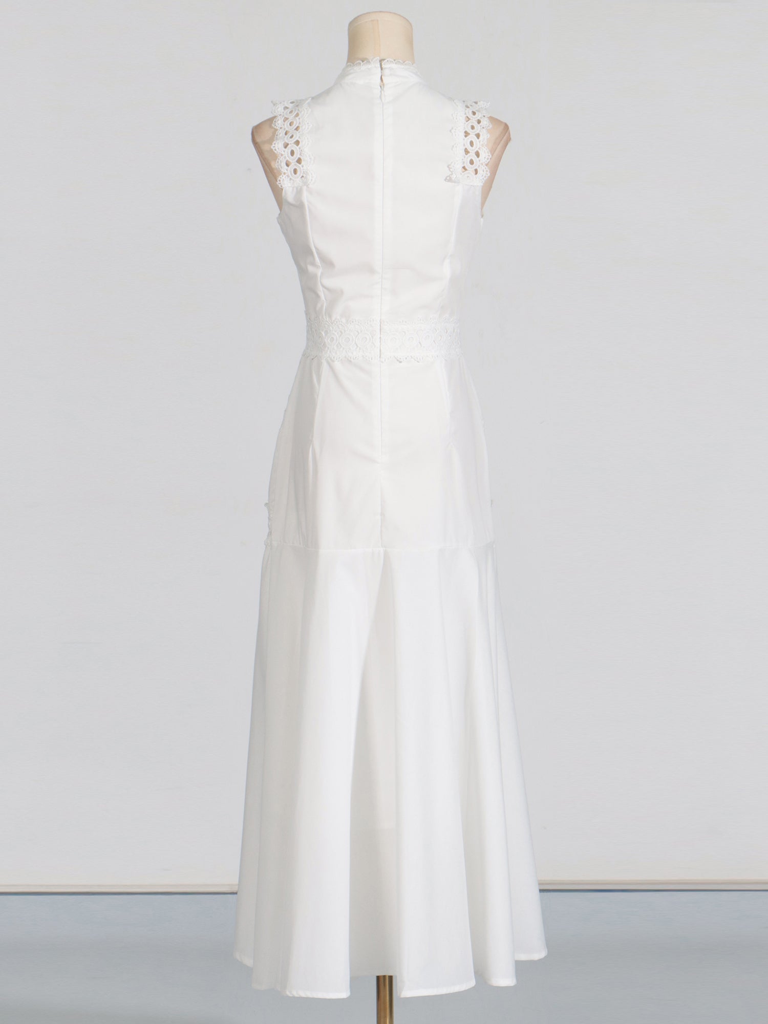 White Lace Sleeveless Midi Dress - SISPELL