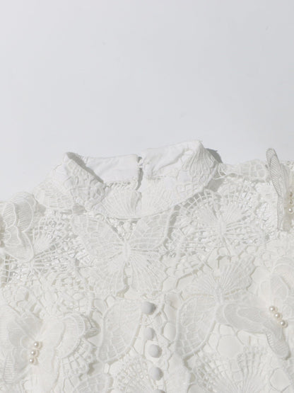 White Lace Top & Tulle Skirt Two - Piece Set - SISPELL