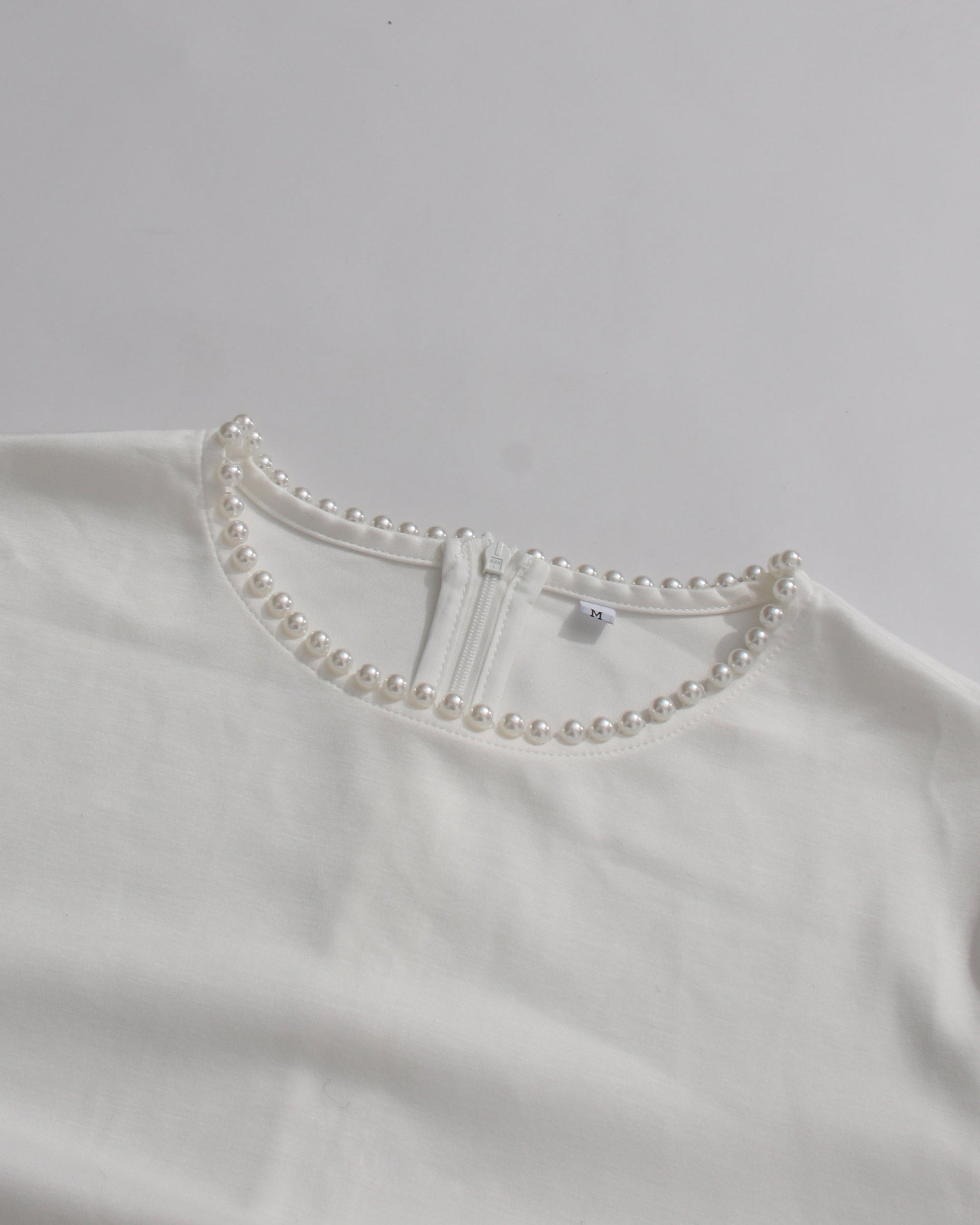 White Maxi Dress with Pearl - Trimmed Cape Sleeves - SISPELL