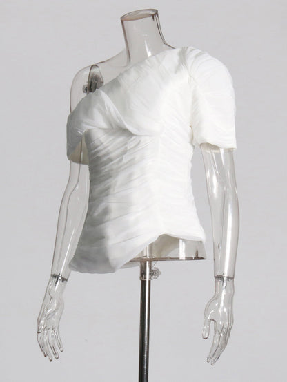 White Off - Shoulder Top & Wide - Leg Pants Set - SISPELL