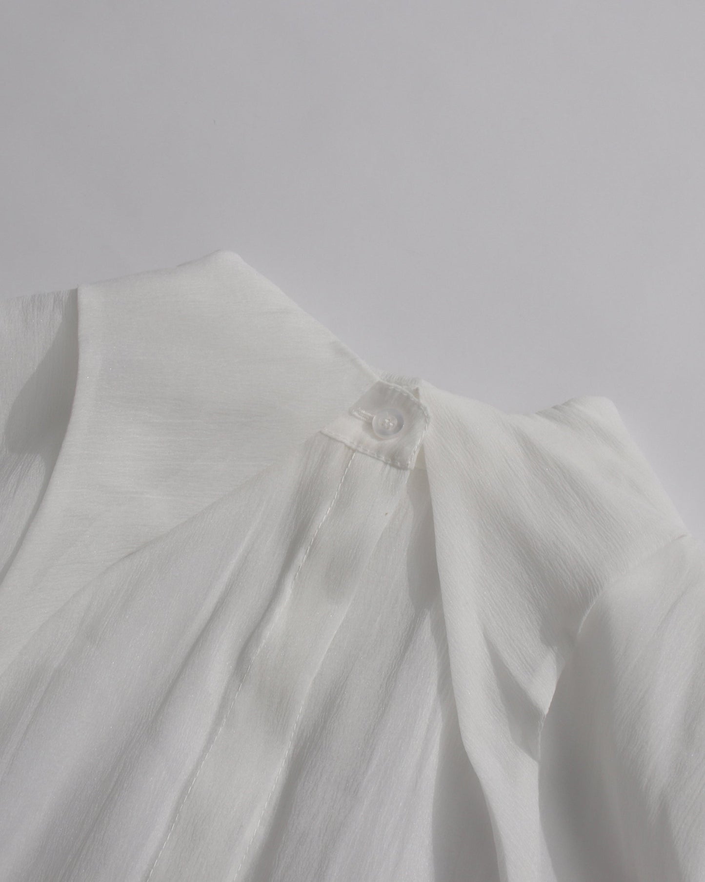 White Oversized Collar Ruffled Blouse Dress - SISPELL