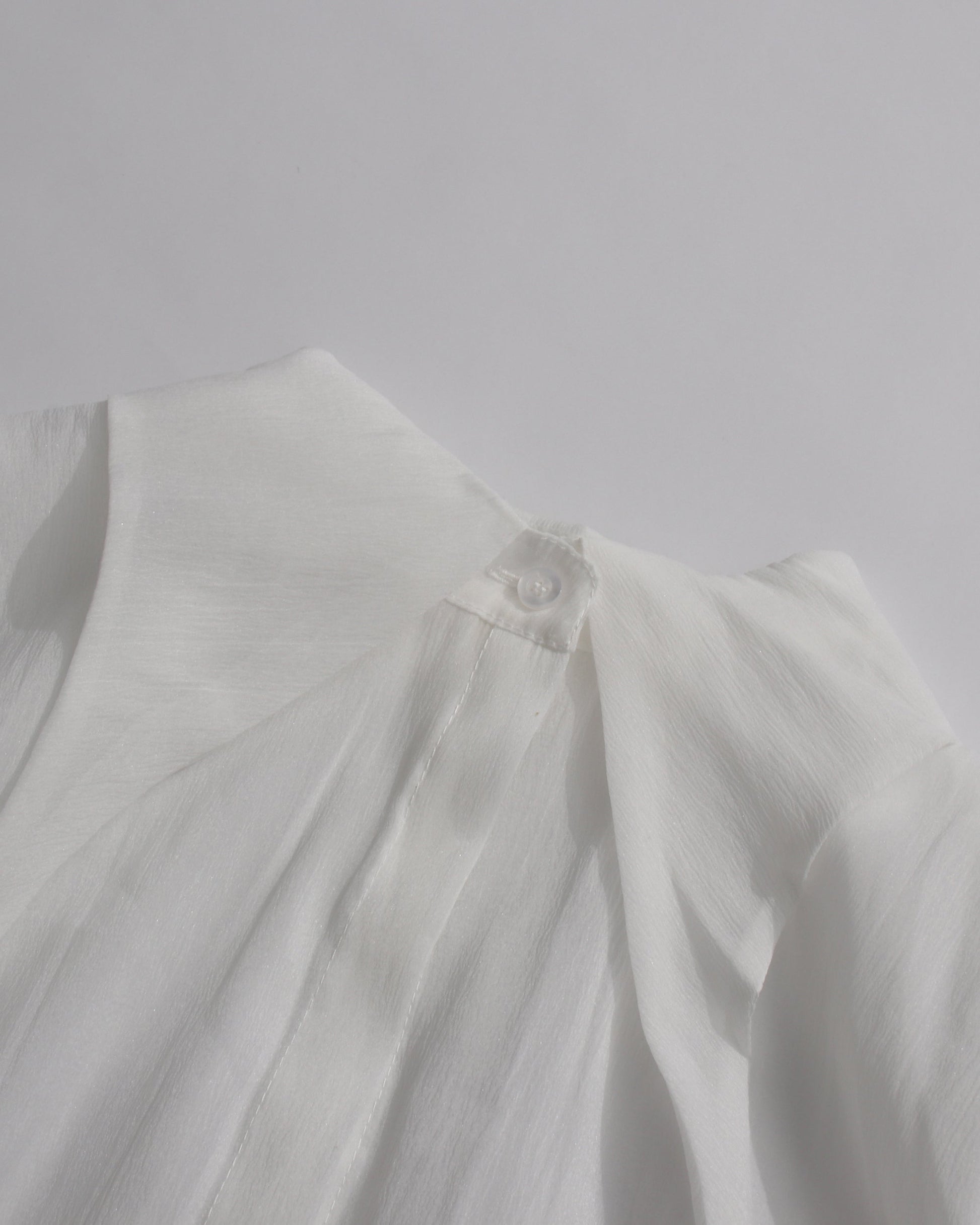 White Oversized Collar Ruffled Blouse Dress - SISPELL