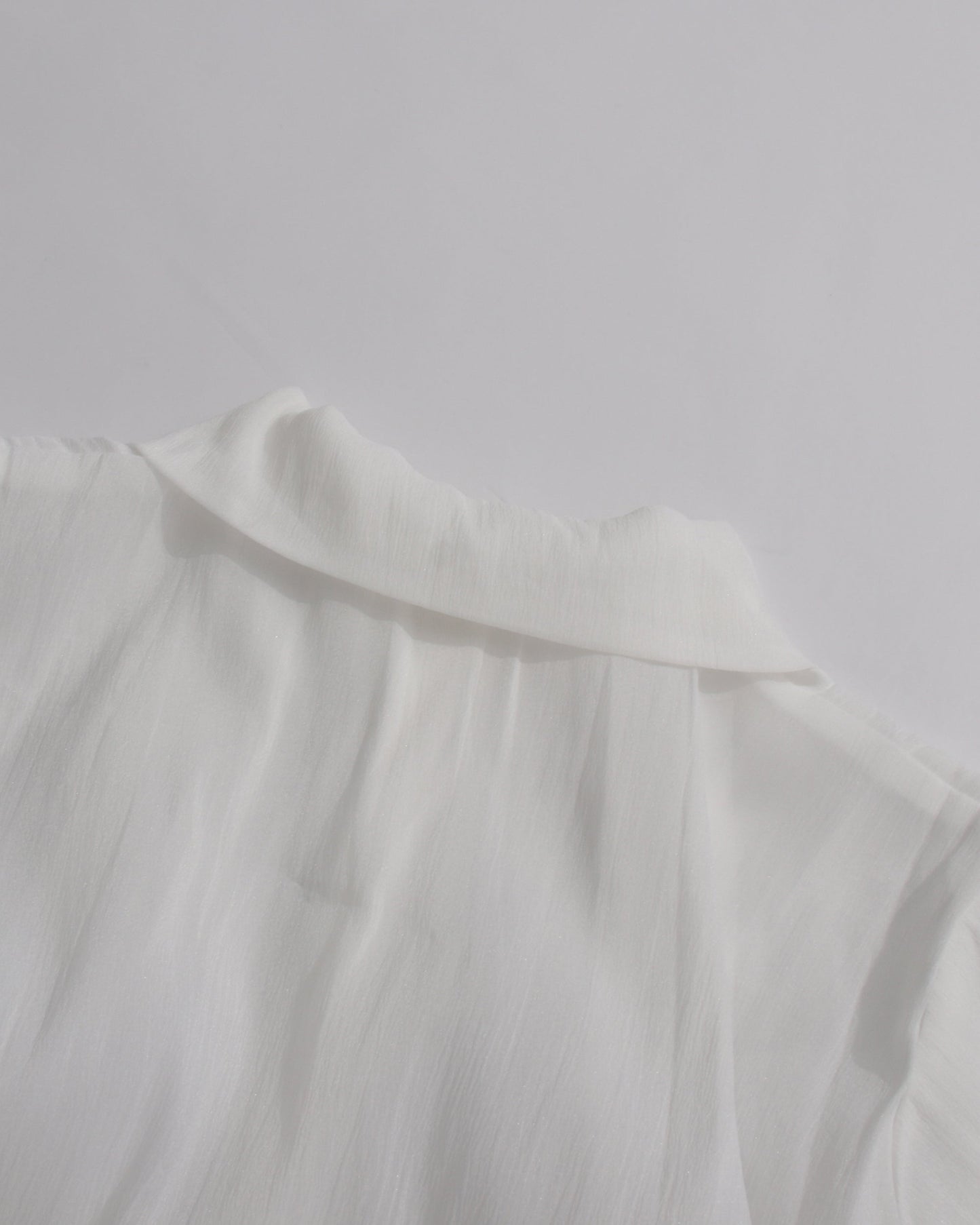 White Oversized Collar Ruffled Blouse Dress - SISPELL