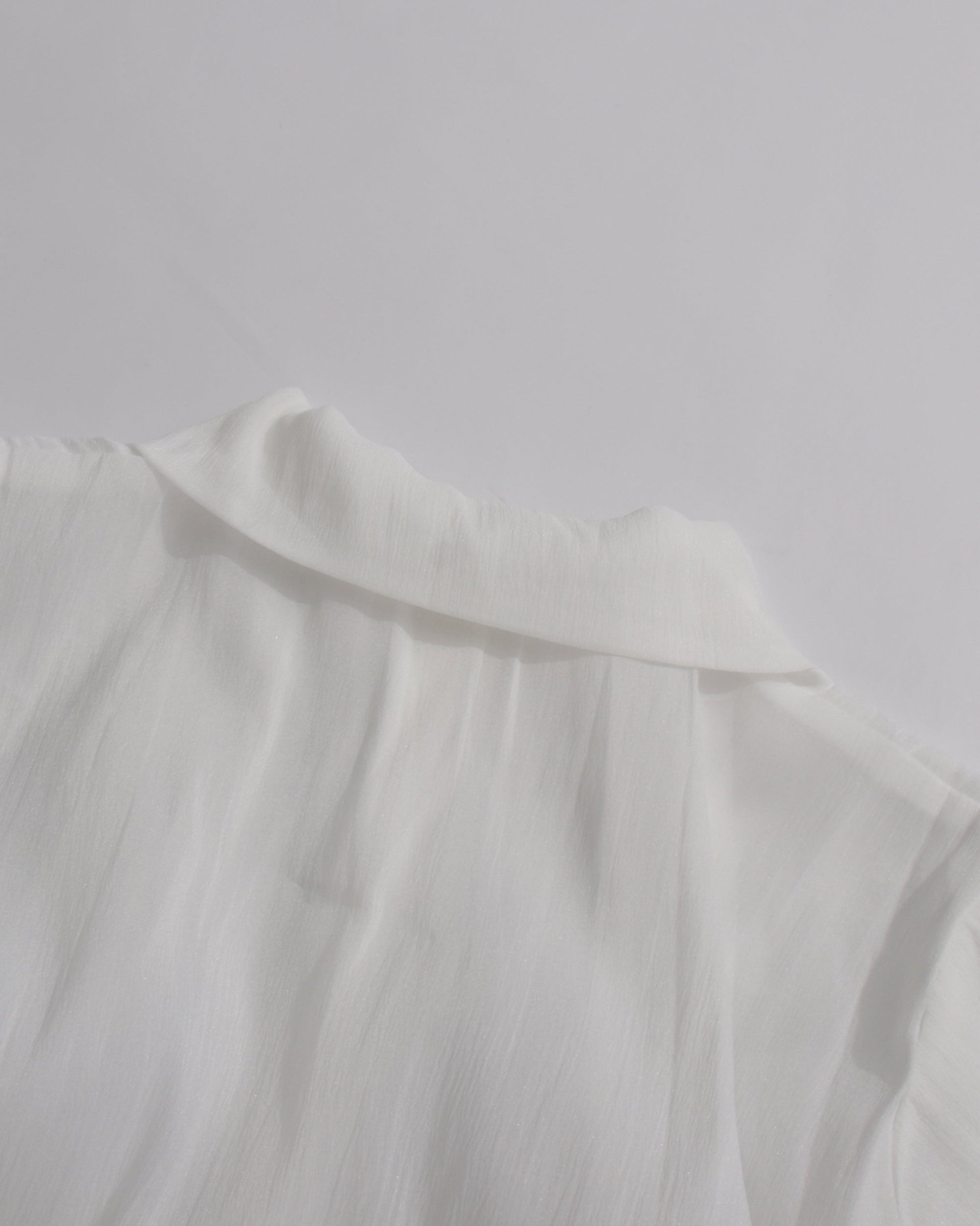 White Oversized Collar Ruffled Blouse Dress - SISPELL