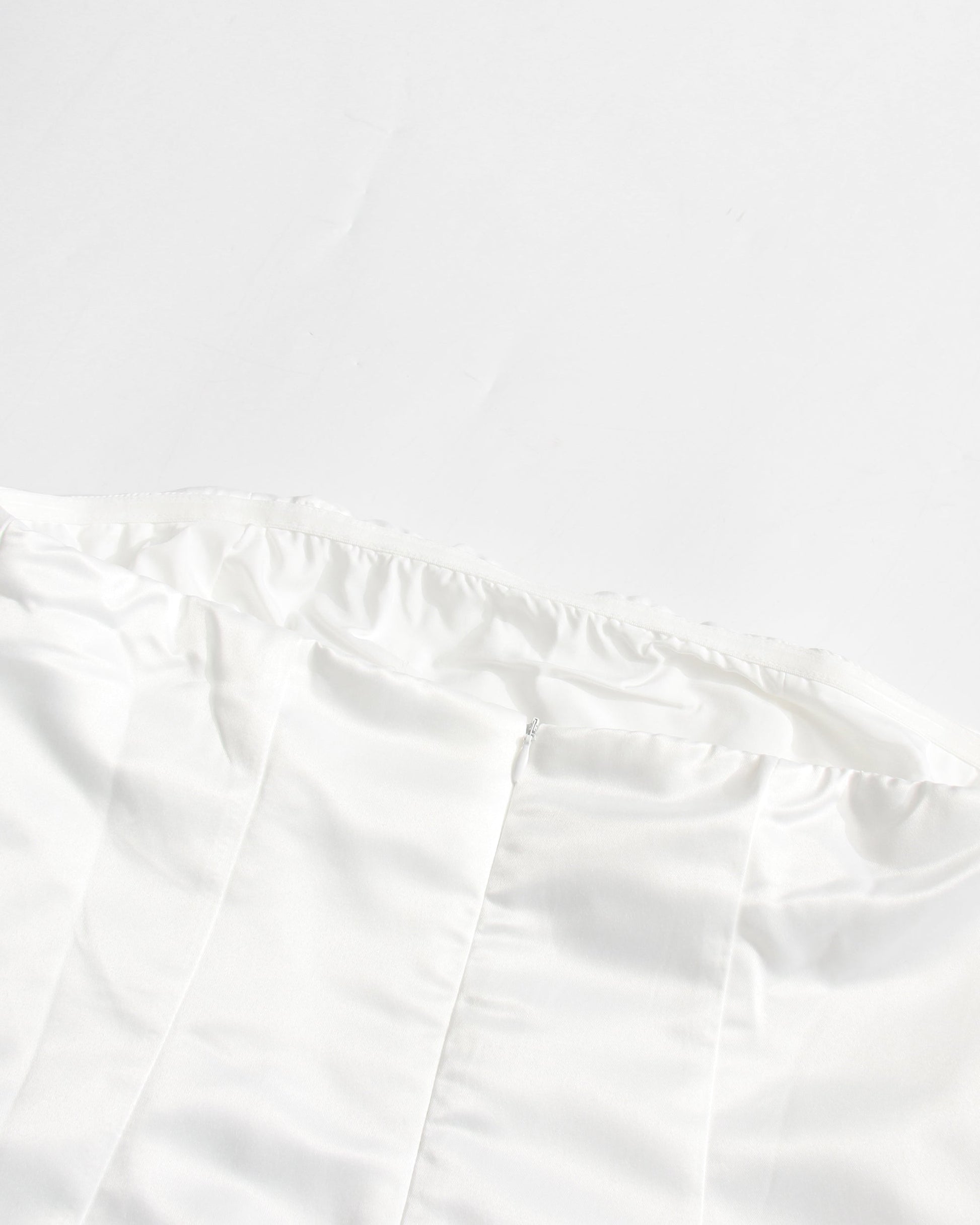 White Satin Strapless Midi Dress with 3D Floral - SISPELL