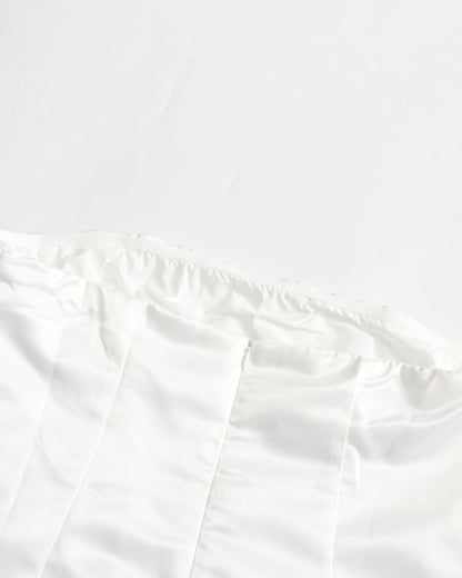 White Satin Strapless Midi Dress with 3D Floral - SISPELL