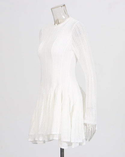 White Sheer - Sleeve Flared Mini Dress - SISPELL
