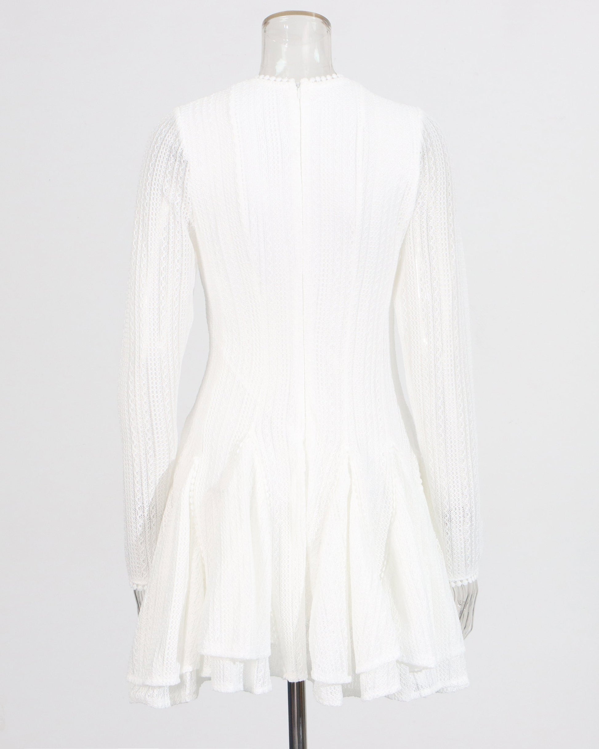 White Sheer - Sleeve Flared Mini Dress - SISPELL