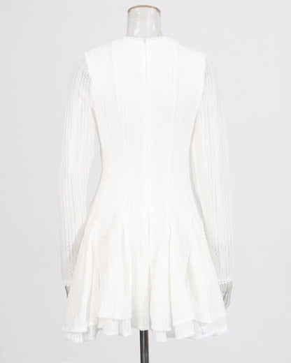 White Sheer - Sleeve Flared Mini Dress - SISPELL