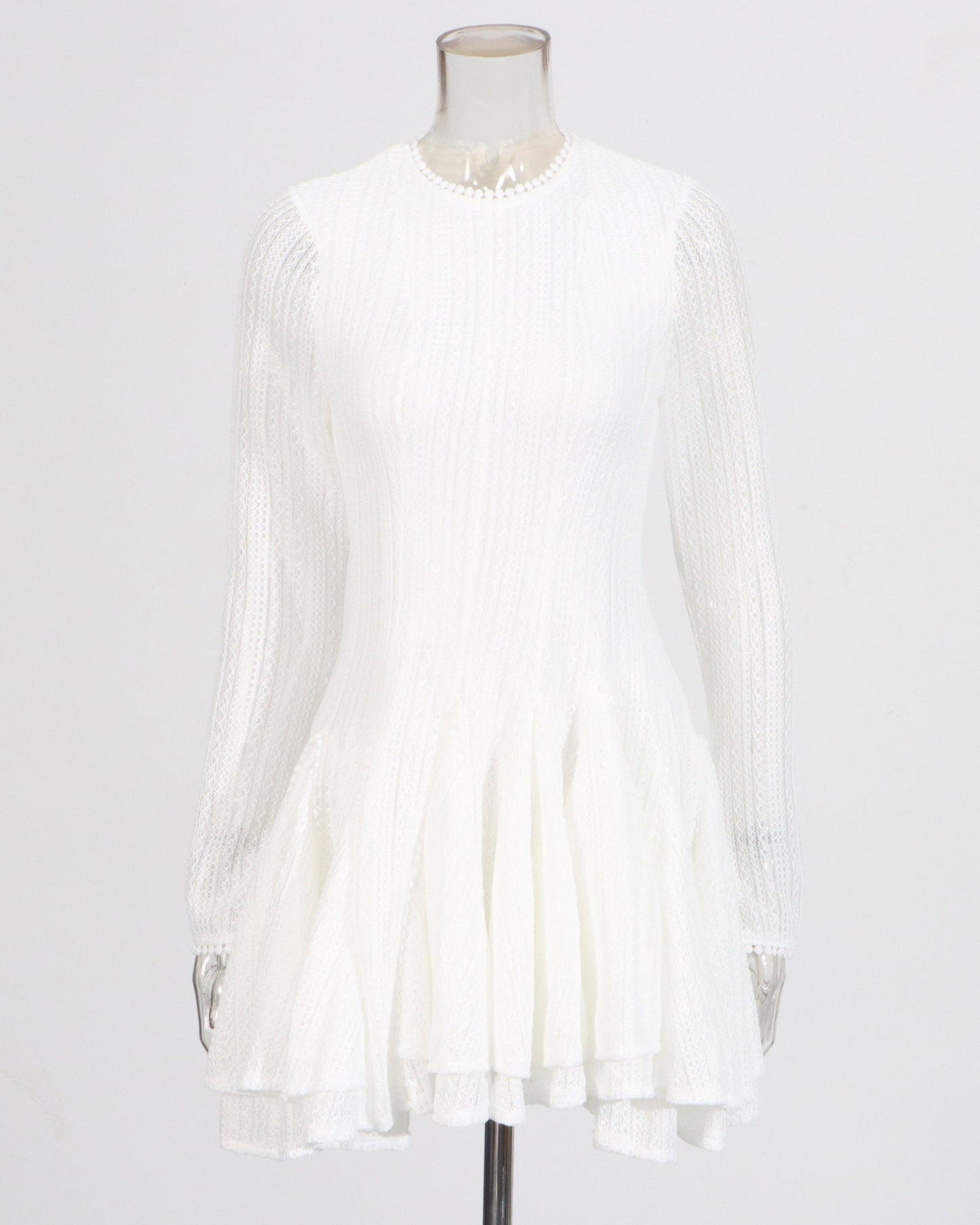 White Sheer - Sleeve Flared Mini Dress - SISPELL