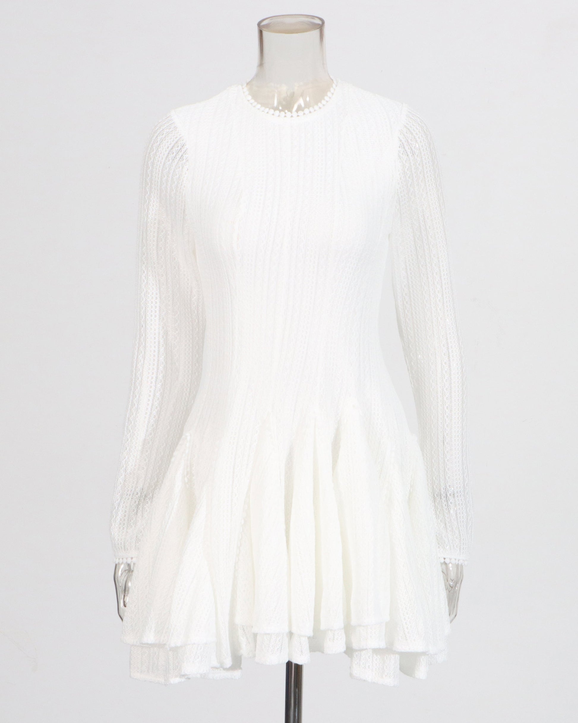 White Sheer - Sleeve Flared Mini Dress - SISPELL