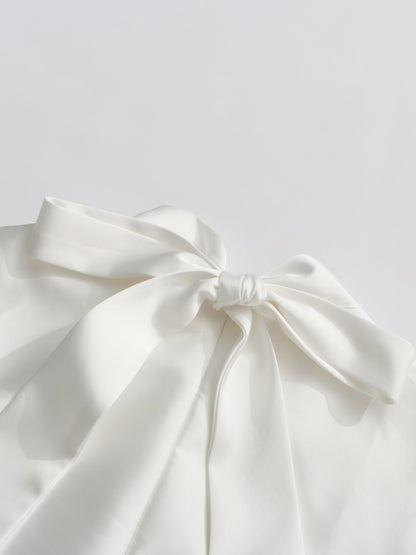 White Sleeveless Midi Dress with Floral Lace & Pearl - SISPELL