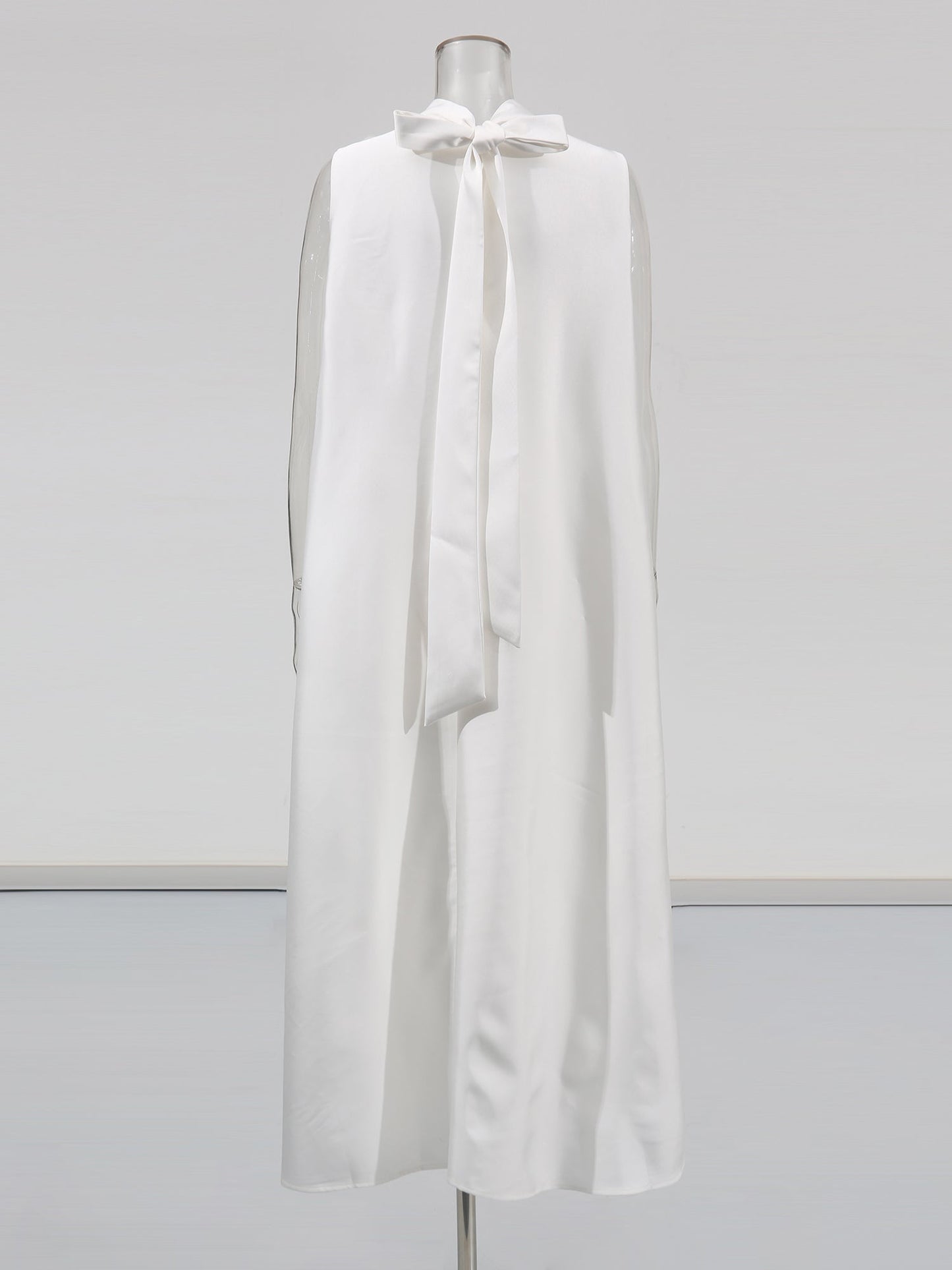 White Sleeveless Midi Dress with Floral Lace & Pearl - SISPELL