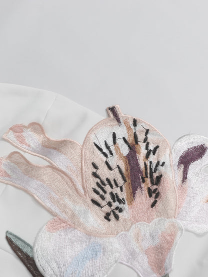 White Strapless Mini Dress with Floral Embroidery - SISPELL