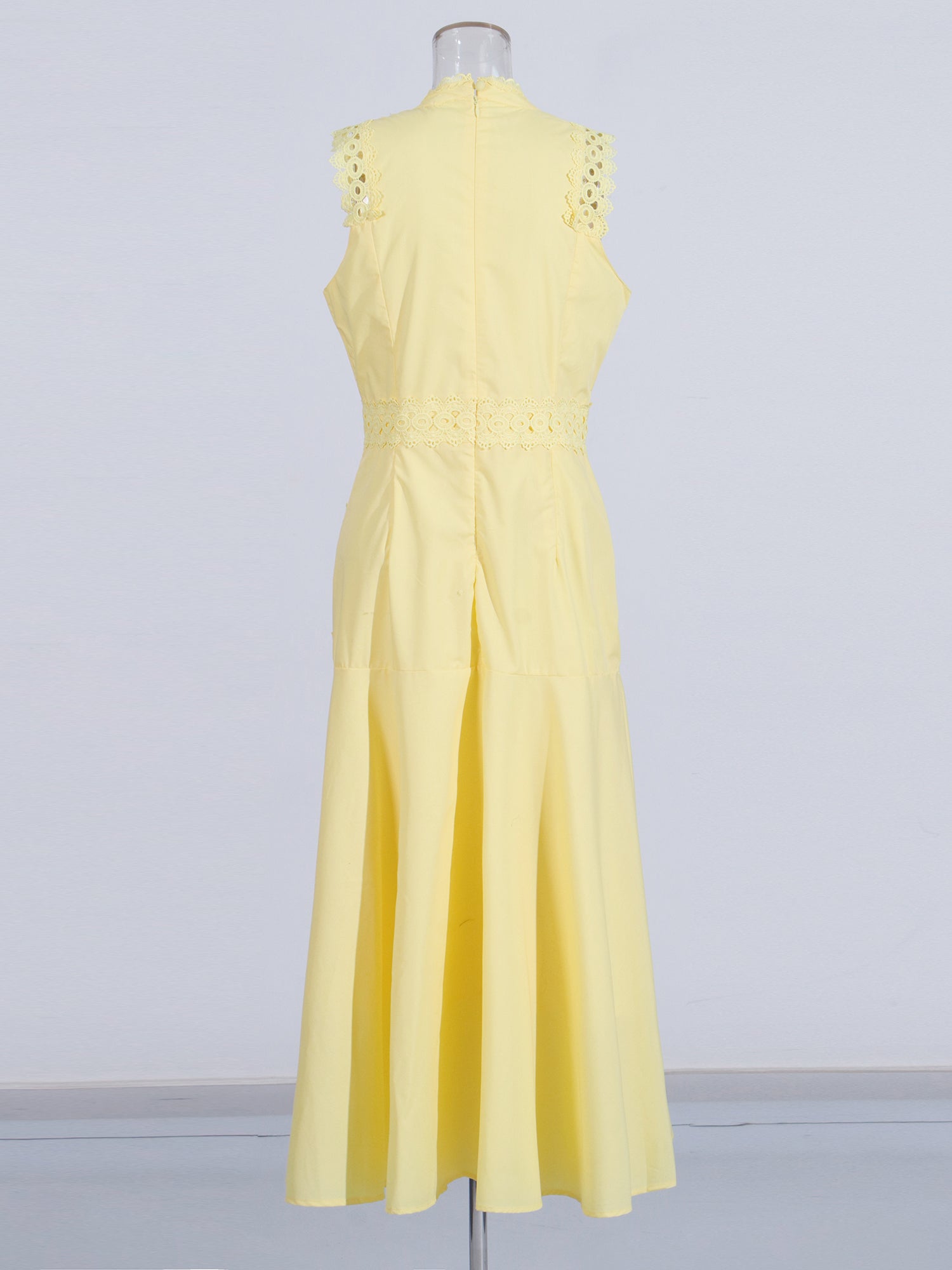Yellow Lace Sleeveless Midi Dress - SISPELL
